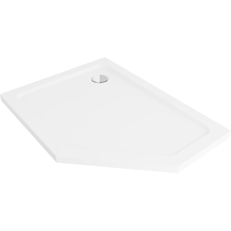 Mexen Flat brodzik pięciokątny slim lewy 90 x 80 cm, biały, syfon chrom - 41P108090L