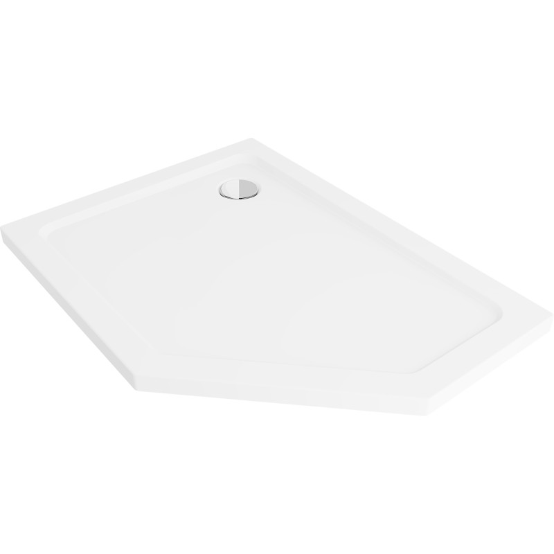 Mexen Flat brodzik pięciokątny slim lewy 100 x 80 cm, biały, syfon chrom - 41P108010L