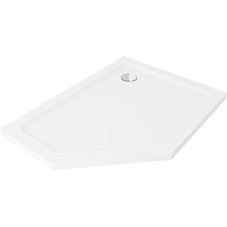 Mexen Flat brodzik pięciokątny slim prawy 100 x 80 cm, biały, syfon chrom - 41P108010R