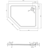 Mexen Flat brodzik pięciokątny slim prawy 100 x 80 cm, biały, syfon chrom - 41P108010R