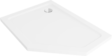 Mexen Flat brodzik pięciokątny slim lewy 100 x 90 cm, biały, syfon chrom - 41P109010L
