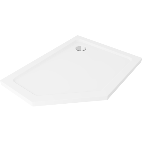 Mexen Flat brodzik pięciokątny slim prawy 100 x 90 cm, biały, syfon chrom - 41P109010R