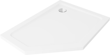 Mexen Flat brodzik pięciokątny slim prawy 100 x 90 cm, biały, syfon chrom - 41P109010R