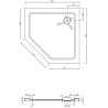 Mexen Flat brodzik pięciokątny slim 90 x 90 cm, czarny, syfon chrom - 41P709090