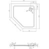 Mexen Flat brodzik pięciokątny slim 100 x 100 cm, czarny, syfon chrom - 41P701010
