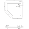 Mexen Flat brodzik pięciokątny slim prawy 90 x 80 cm, czarny, syfon chrom - 41P708090R