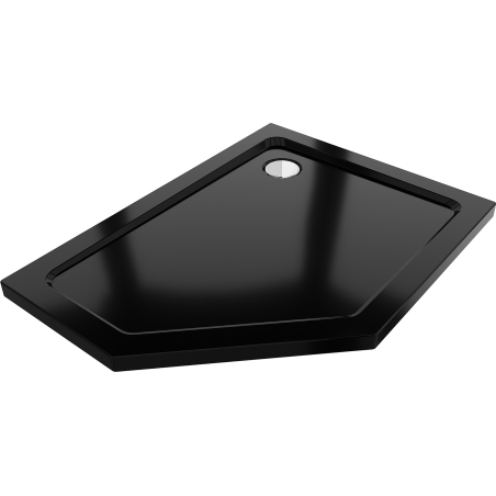 Mexen Flat brodzik pięciokątny slim prawy 100 x 80 cm, czarny, syfon chrom - 41P708010R