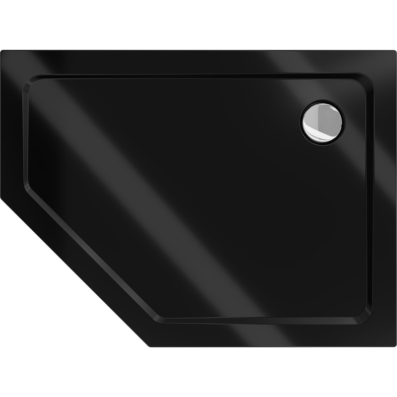 Mexen Flat brodzik pięciokątny slim prawy 100 x 80 cm, czarny, syfon chrom - 41P708010R