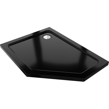 Mexen Flat brodzik pięciokątny slim lewy 100 x 90 cm, czarny, syfon chrom - 41P709010L