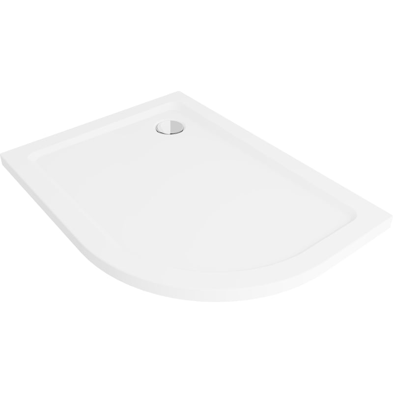 Mexen Flat brodzik półokrągły slim lewy 90 x 80 cm, biały, syfon chrom - 41108090L