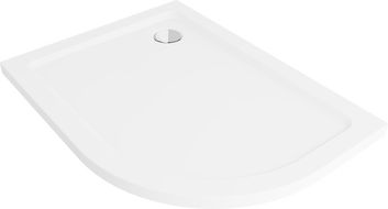 Mexen Flat brodzik półokrągły slim lewy 100 x 80 cm, biały, syfon chrom - 41108010L