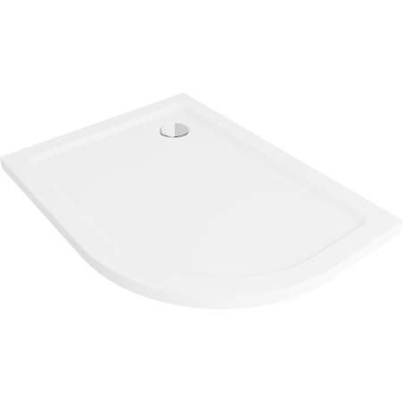 Mexen Flat brodzik półokrągły slim lewy 120 x 80 cm, biały, syfon chrom - 41108012L