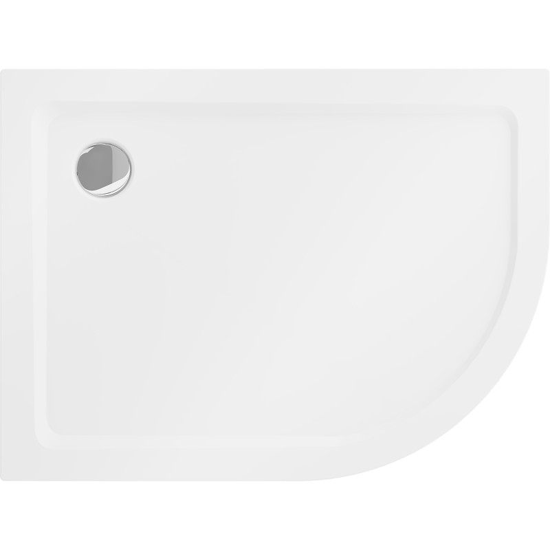 Mexen Flat brodzik półokrągły slim lewy 100 x 90 cm, biały, syfon chrom - 41109010L