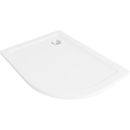 Mexen Flat brodzik półokrągły slim lewy 120 x 90 cm, biały, syfon chrom - 41109012L