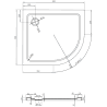 Mexen Flat brodzik półokrągły slim lewy 90 x 80 cm, czarny, syfon chrom - 41708090L