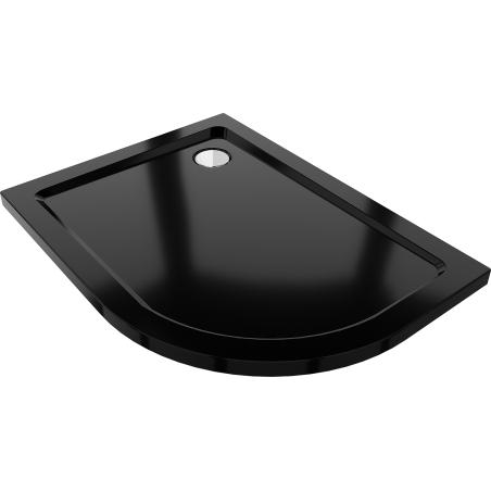 Mexen Flat brodzik półokrągły slim lewy 120 x 90 cm, czarny, syfon chrom - 41709012L