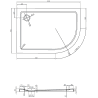 Mexen Flat brodzik półokrągły slim lewy 120 x 90 cm, czarny, syfon chrom - 41709012L