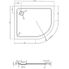 Mexen Flat brodzik półokrągły slim lewy 100 x 80 cm, biały, syfon złoty - 41108010L-G