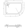 Mexen Flat brodzik półokrągły slim lewy 120 x 80 cm, biały, syfon złoty - 41108012L-G
