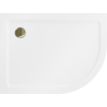 Mexen Flat brodzik półokrągły slim lewy 120 x 80 cm, biały, syfon złoty - 41108012L-G