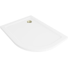 Mexen Flat brodzik półokrągły slim lewy 120 x 90 cm, biały, syfon złoty - 41109012L-G