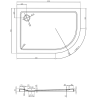 Mexen Flat brodzik półokrągły slim lewy 120 x 90 cm, biały, syfon złoty - 41109012L-G