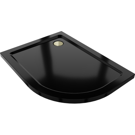 Mexen Flat brodzik półokrągły slim lewy 120 x 80 cm, czarny, syfon złoty - 41708012L-G