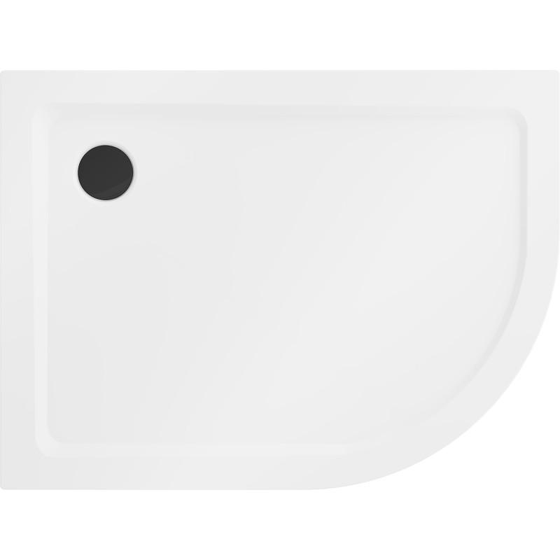 Mexen Flat brodzik półokrągły slim lewy 90 x 80 cm, biały, syfon czarny - 41108090L-B