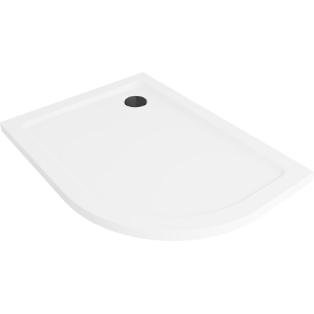 Mexen Flat brodzik półokrągły slim lewy 120 x 90 cm, biały, syfon czarny - 41109012L-B