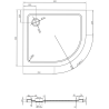 Mexen Flat brodzik półokrągły slim lewy 90 x 80 cm, czarny, syfon czarny - 41708090L-B