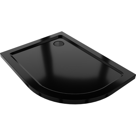 Mexen Flat brodzik półokrągły slim lewy 100 x 80 cm, czarny, syfon czarny - 41708010L-B