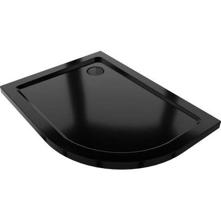 Mexen Flat brodzik półokrągły slim lewy 120 x 90 cm, czarny, syfon czarny - 41709012L-B