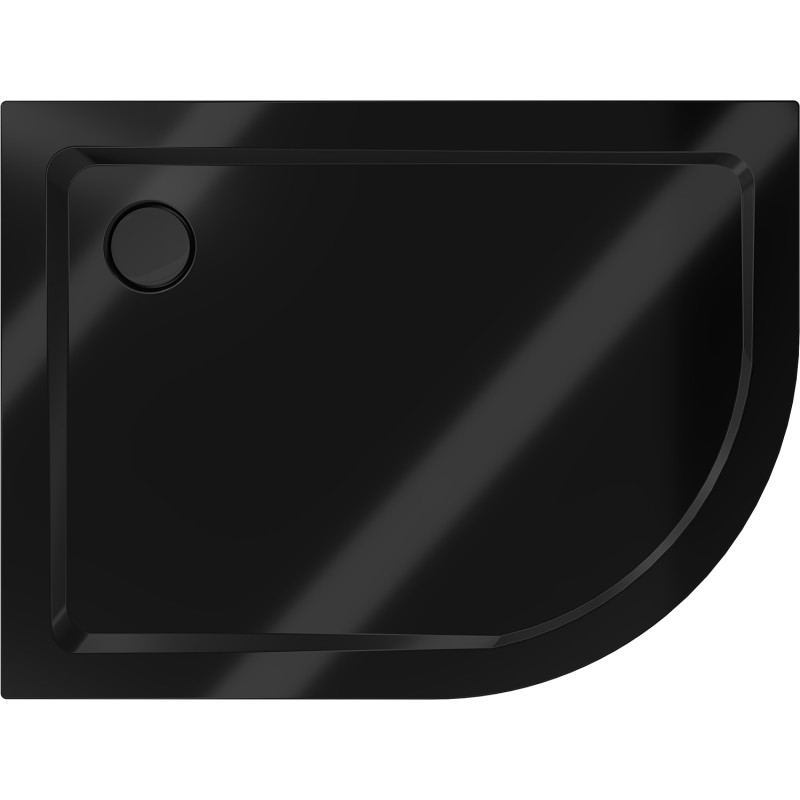 Mexen Flat brodzik półokrągły slim lewy 120 x 90 cm, czarny, syfon czarny - 41709012L-B