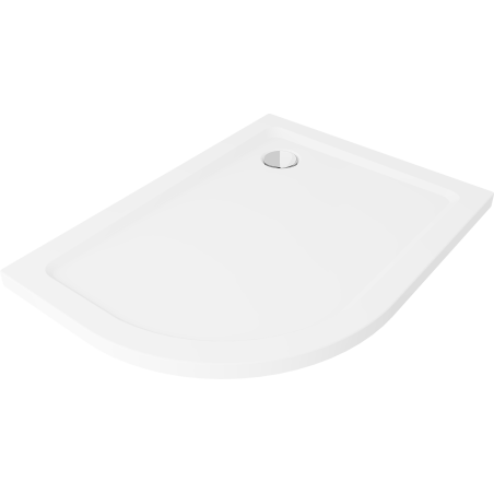 Mexen Flat brodzik półokrągły slim prawy 100 x 80 cm, biały, syfon chrom - 41108010P