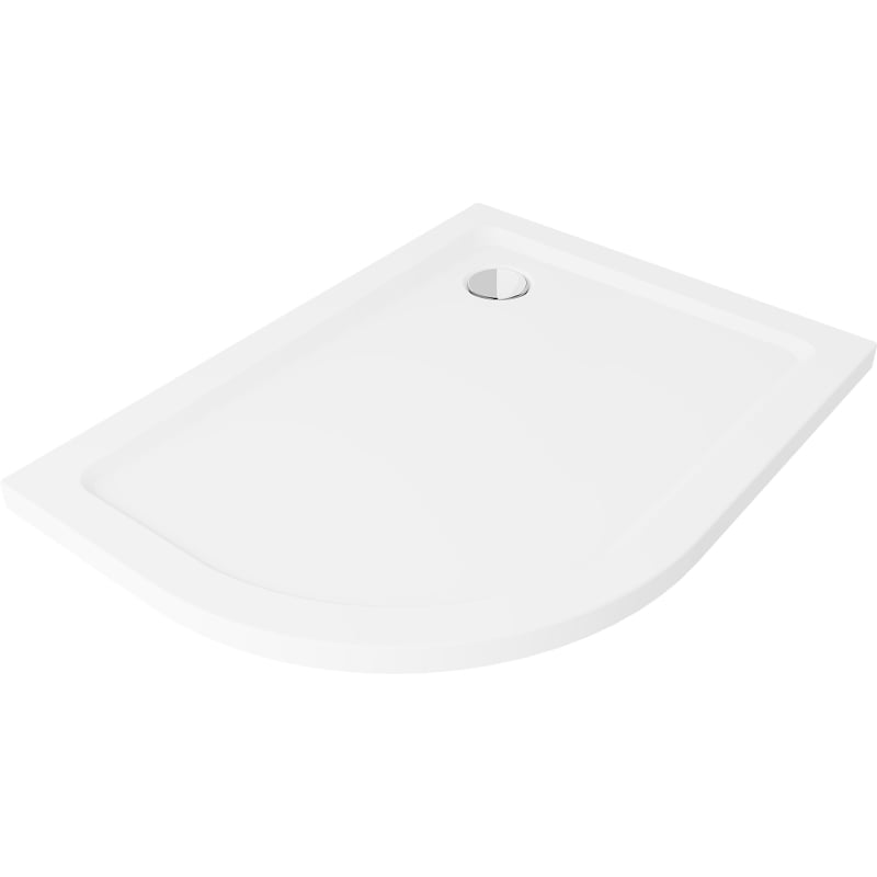 Mexen Flat brodzik półokrągły slim prawy 120 x 80 cm, biały, syfon chrom - 41108012P