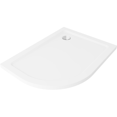 Mexen Flat brodzik półokrągły slim prawy 120 x 80 cm, biały, syfon chrom - 41108012P