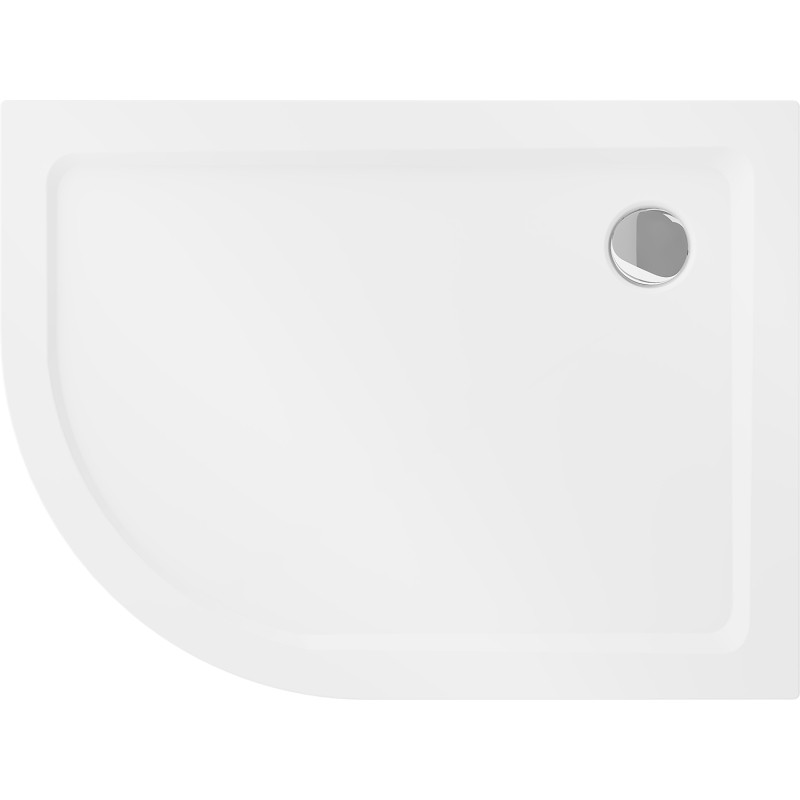 Mexen Flat brodzik półokrągły slim prawy 120 x 80 cm, biały, syfon chrom - 41108012P