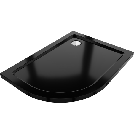 Mexen Flat brodzik półokrągły slim prawy 120 x 90 cm, czarny, syfon chrom - 41709012P
