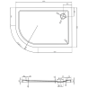 Mexen Flat brodzik półokrągły slim prawy 120 x 90 cm, czarny, syfon chrom - 41709012P