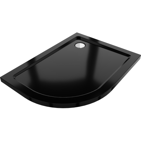 Mexen Flat brodzik półokrągły slim prawy 100 x 80 cm, czarny, syfon chrom - 41708010P