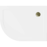 Mexen Flat brodzik półokrągły slim prawy 90 x 80 cm, biały, syfon złoty - 41108090P-G