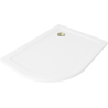 Mexen Flat brodzik półokrągły slim prawy 120 x 80 cm, biały, syfon złoty - 41108012P-G