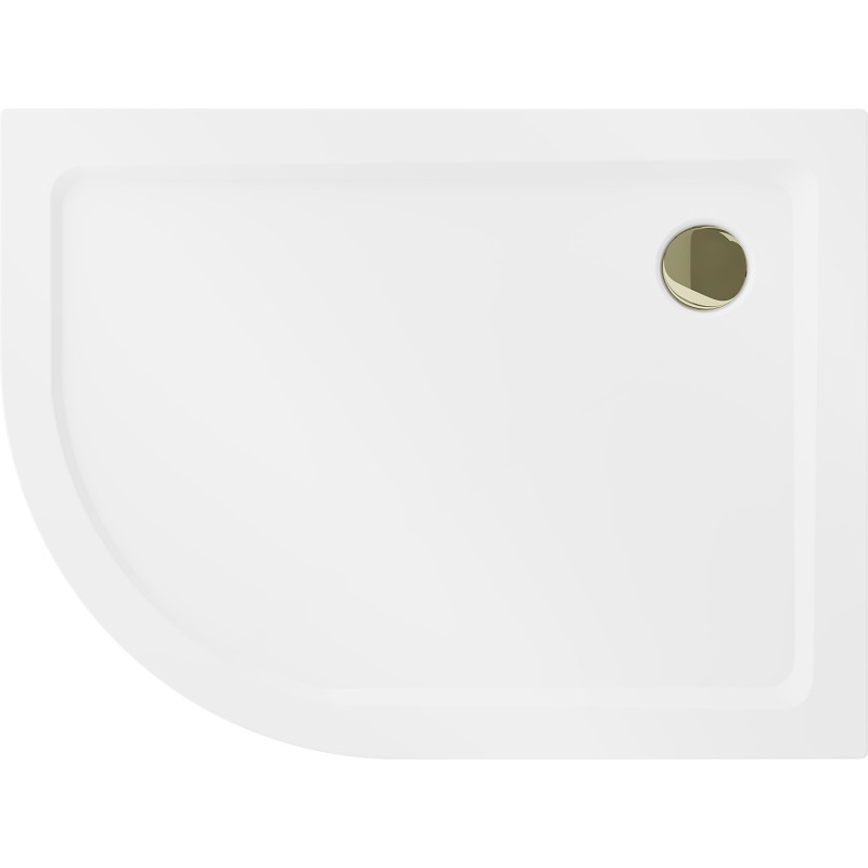 Mexen Flat brodzik półokrągły slim prawy 120 x 80 cm, biały, syfon złoty - 41108012P-G