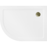 Mexen Flat brodzik półokrągły slim prawy 120 x 80 cm, biały, syfon złoty - 41108012P-G