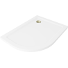 Mexen Flat brodzik półokrągły slim prawy 100 x 90 cm, biały, syfon złoty - 41109010P-G