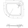 Mexen Flat brodzik półokrągły slim prawy 100 x 90 cm, czarny, syfon złoty - 41709010P-G