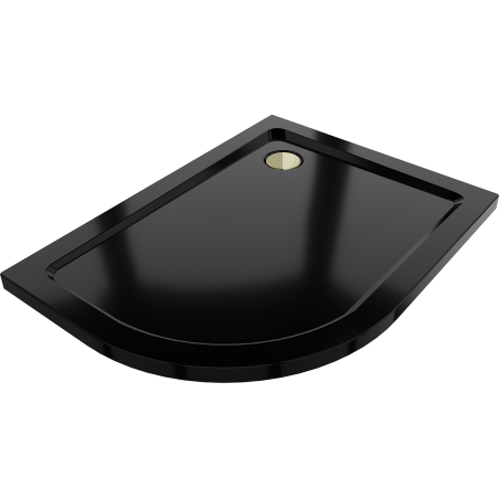 Mexen Flat brodzik półokrągły slim prawy 120 x 90 cm, czarny, syfon złoty - 41709012P-G