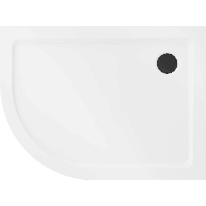 Mexen Flat brodzik półokrągły slim prawy 90 x 80 cm, biały, syfon czarny - 41108090P-B
