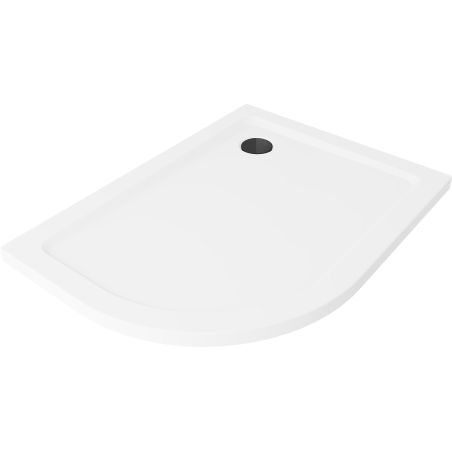 Mexen Flat brodzik półokrągły slim prawy 120 x 80 cm, biały, syfon czarny - 41108012P-B