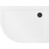 Mexen Flat brodzik półokrągły slim prawy 100 x 90 cm, biały, syfon czarny - 41109010P-B